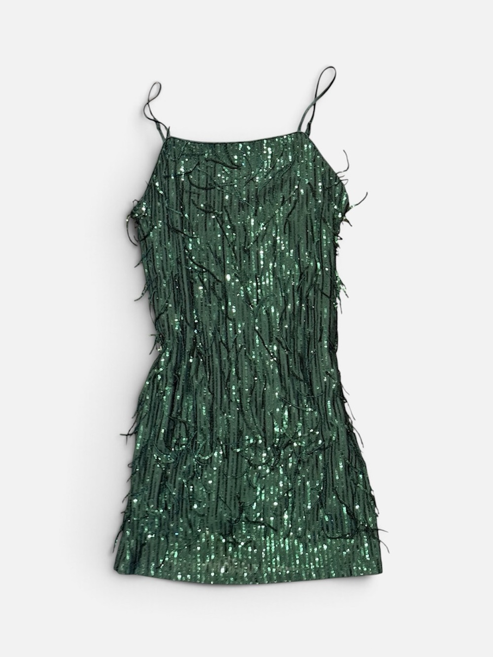Green Sequin Fringe Mini Dress